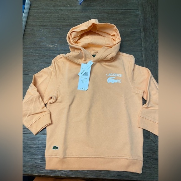 Lacoste Boys 4A 4YR Light Orange Hooded Sweatshirt NWT - Picture 1 of 5